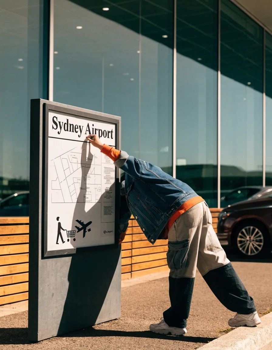 Undercover self-parking deck at Sydney Airport with empty bays in morning light