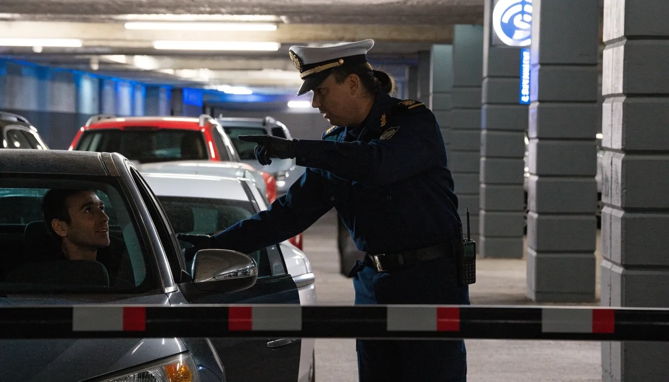 Arrival drive at Sydney Airport terminal at dusk