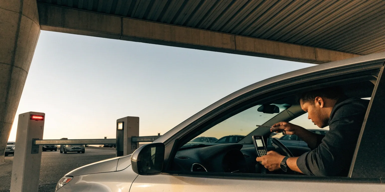 Undercover self-park deck with empty bays in morning light