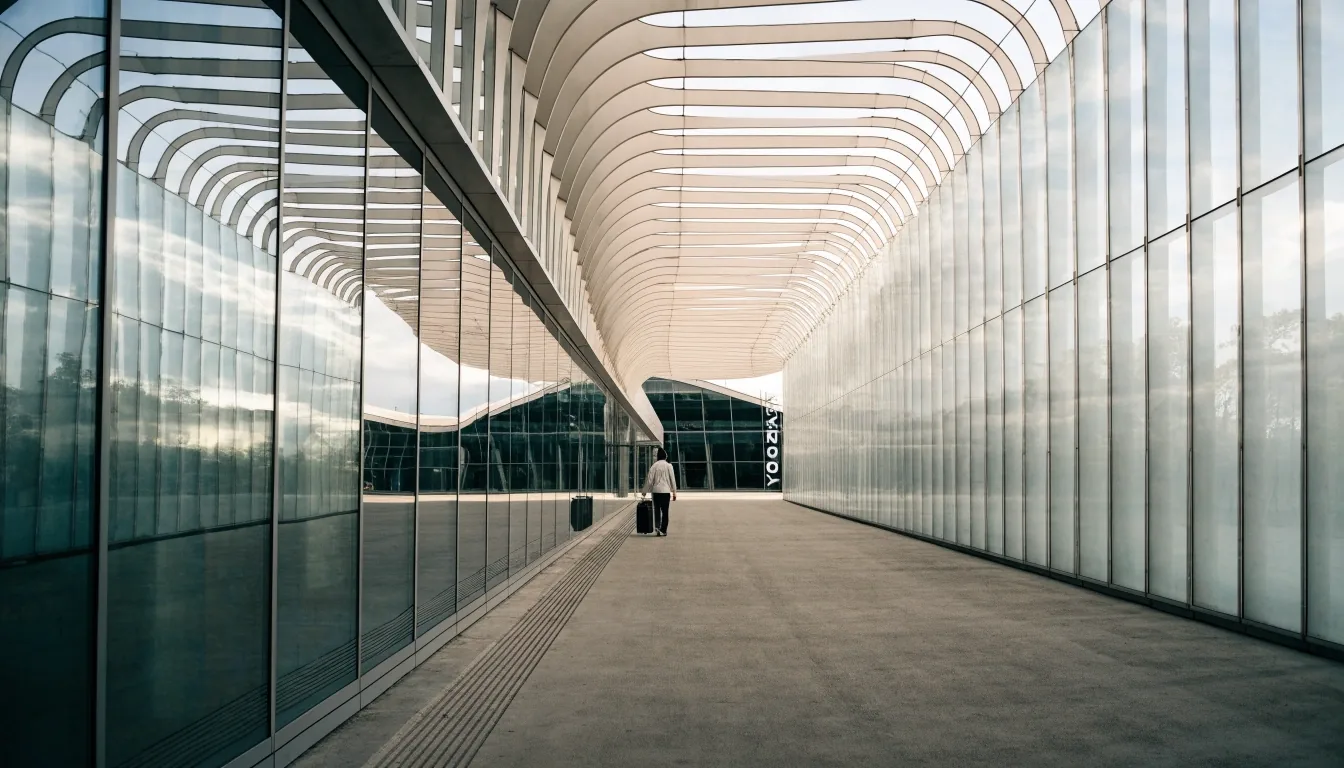 Covered walkway toward the terminal