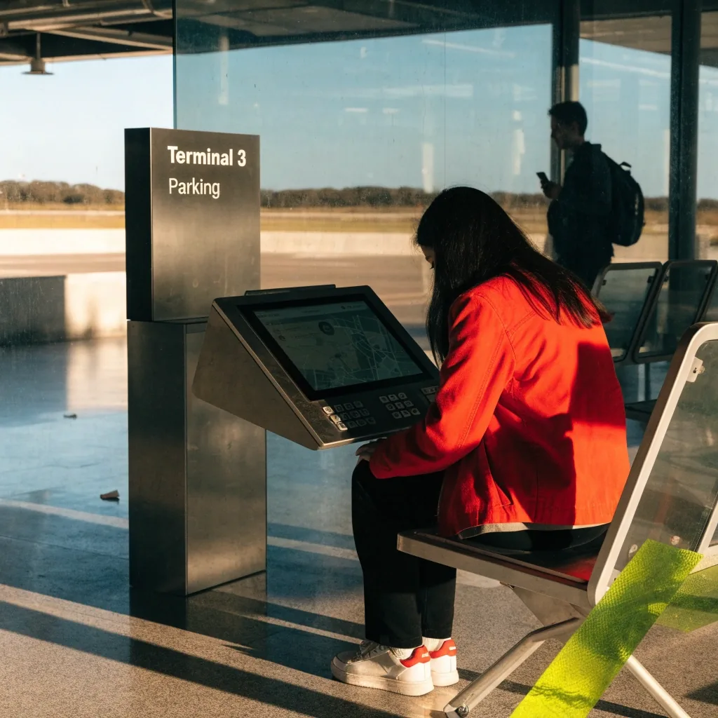 Undercover self-parking deck at Sydney Airport in morning light